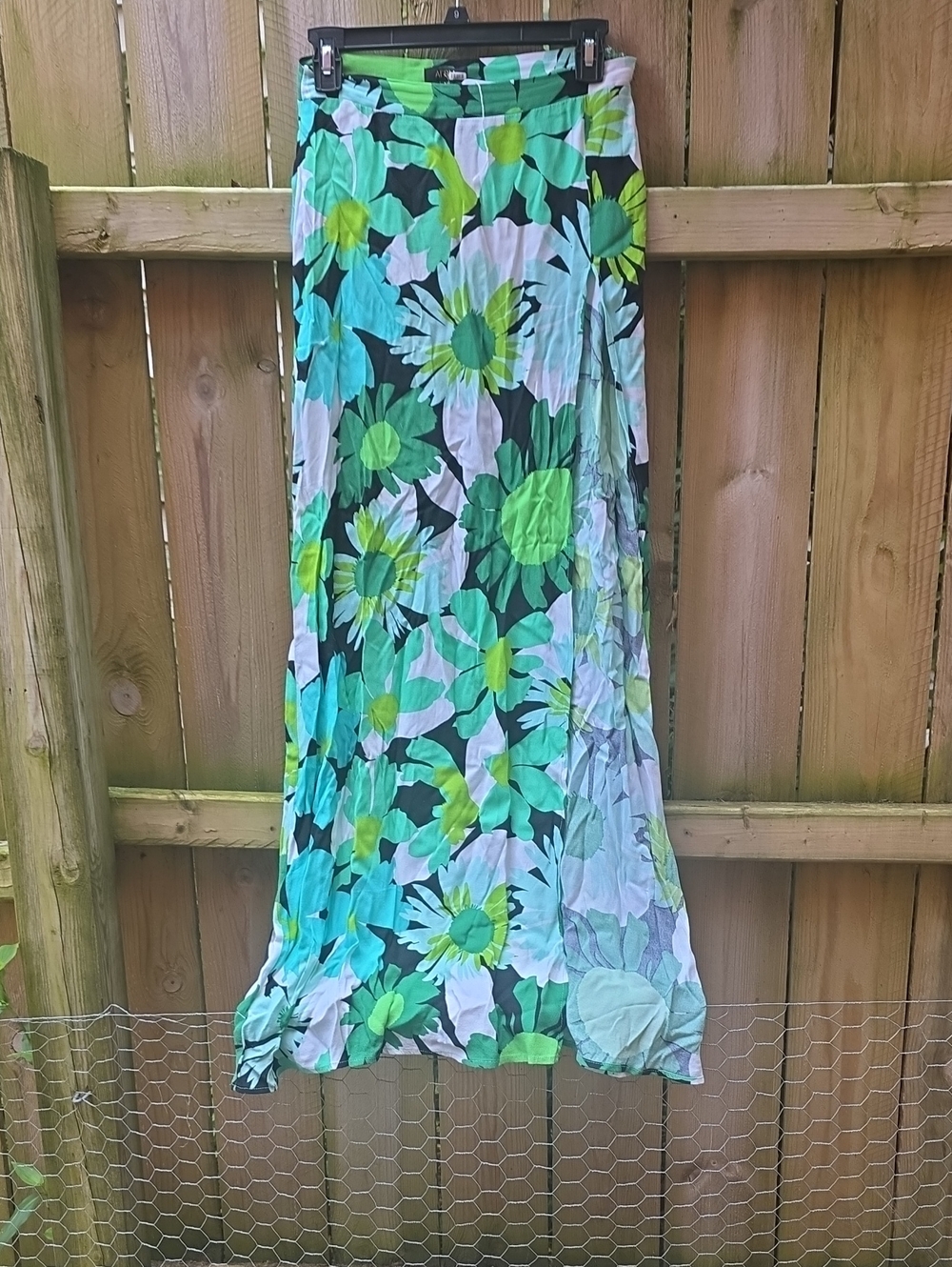 AFRM Green & Aqua Floral Maxi Skirt